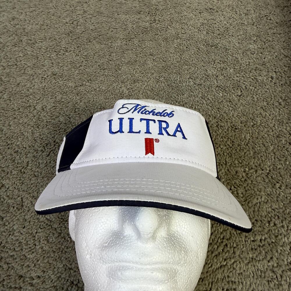 Michelob Ultra Hat Visor Strap Back Mens One Size White Beer Embroidered Logo